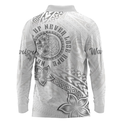 Brain Cancer Warrior Long Sleeve Polo Shirt Never Give Up