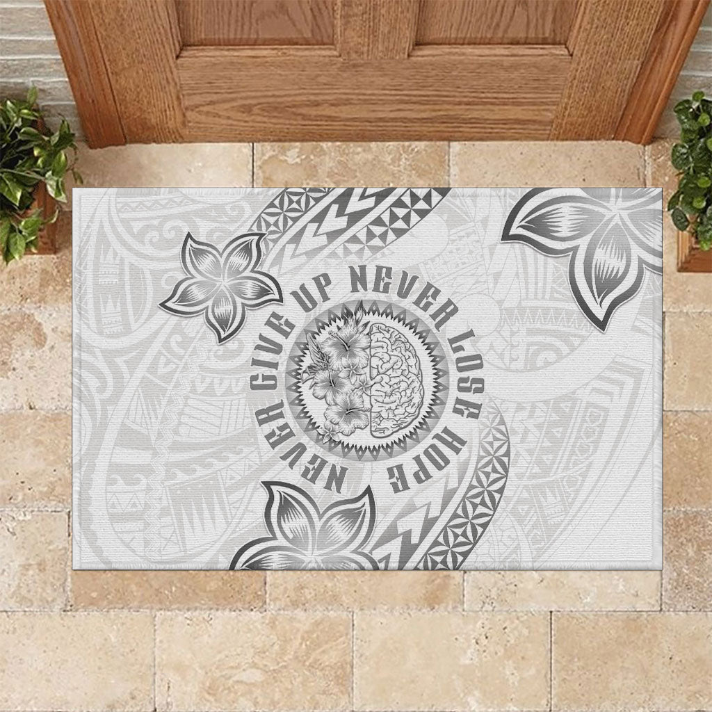 Brain Cancer Warrior Rubber Doormat Never Give Up