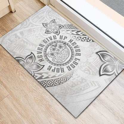 Brain Cancer Warrior Rubber Doormat Never Give Up