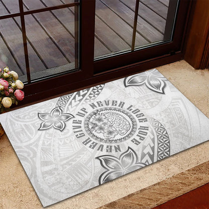Brain Cancer Warrior Rubber Doormat Never Give Up