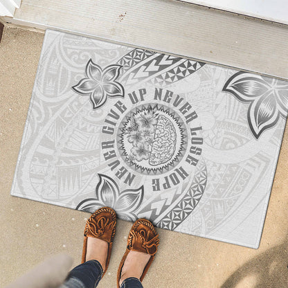 Brain Cancer Warrior Rubber Doormat Never Give Up