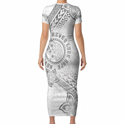 Brain Cancer Warrior Short Sleeve Bodycon Dress Never Give Up