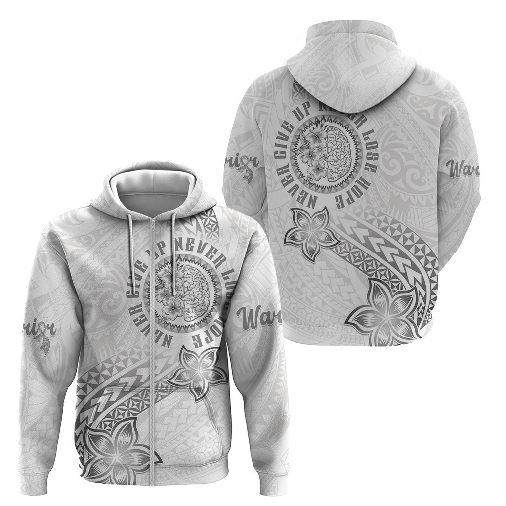 Brain Cancer Warrior Zip Hoodie Never Give Up