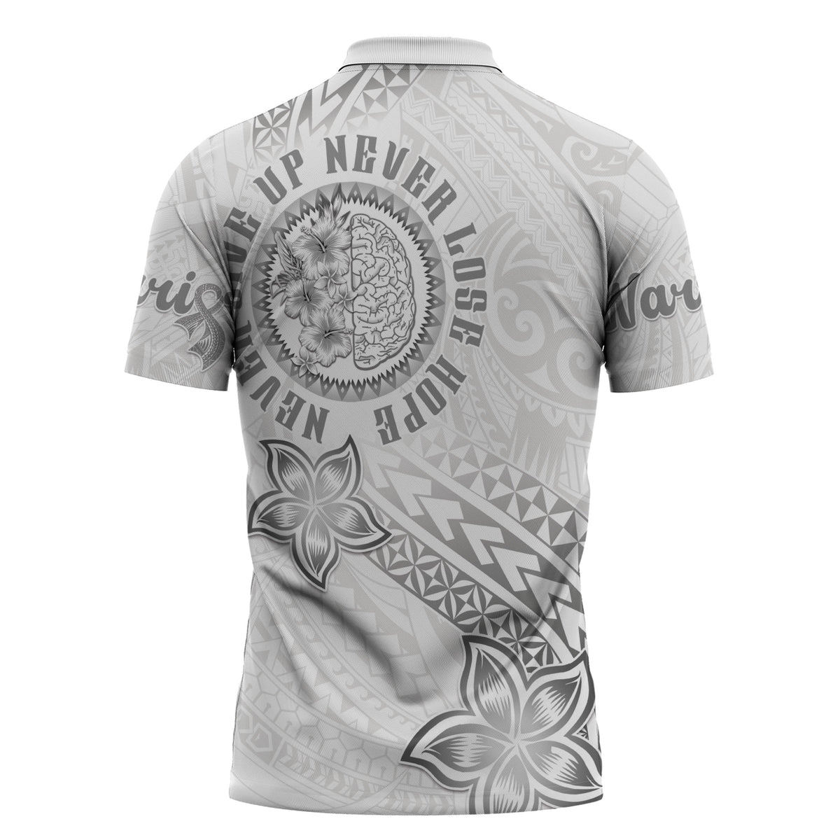 Brain Cancer Warrior Zipper Polo Shirt Never Give Up