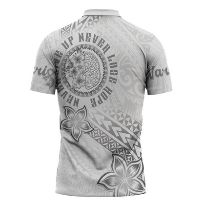 Brain Cancer Warrior Zipper Polo Shirt Never Give Up