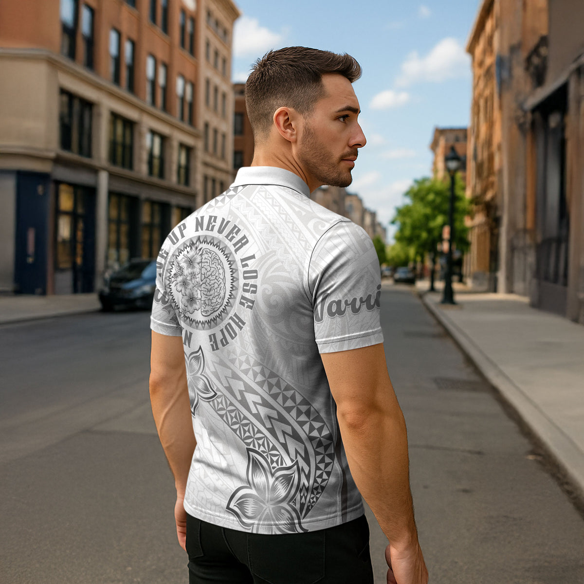 Brain Cancer Warrior Zipper Polo Shirt Never Give Up