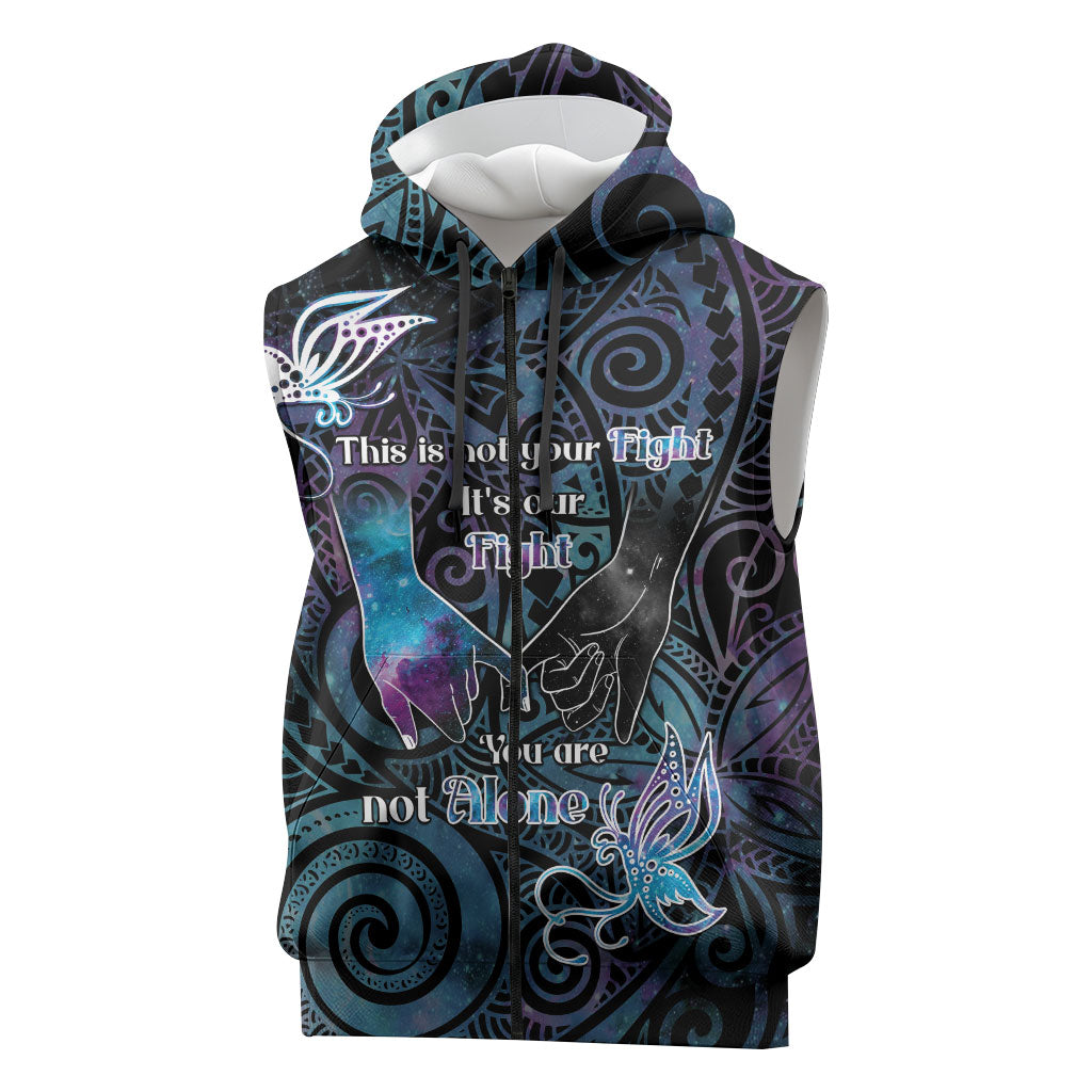 Suicide Prevention Sleeveless Zip Hoodie You Are Not Alone