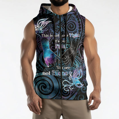 Suicide Prevention Sleeveless Zip Hoodie You Are Not Alone
