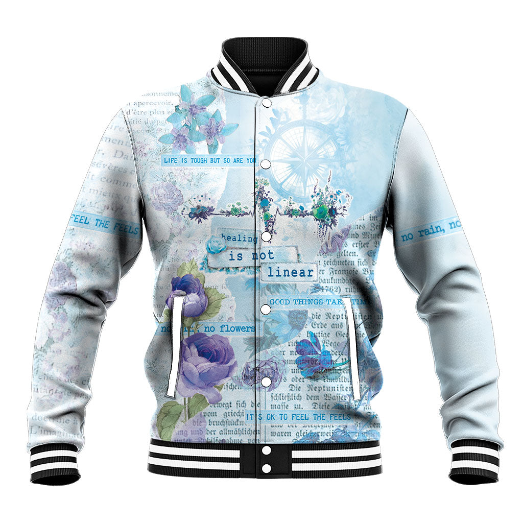 Mental Health Baseball Jacket Healing Is Not Linear