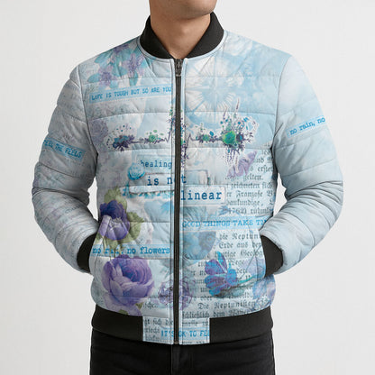 Mental Health Bomber Puffer Jacket Healing Is Not Linear
