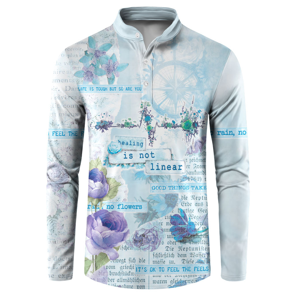 Mental Health Button Sweatshirt Healing Is Not Linear