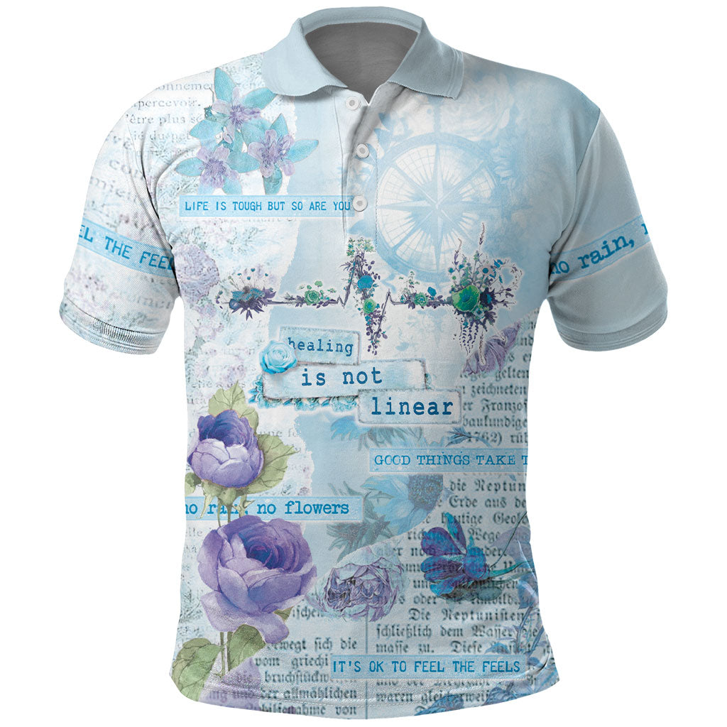 Mental Health Polo Shirt Healing Is Not Linear