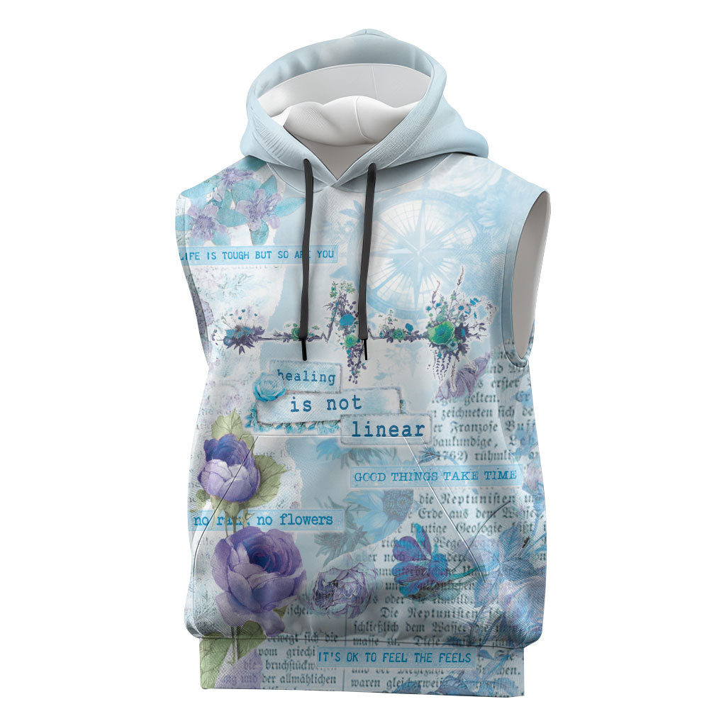 Mental Health Sleeveless Hoodie Healing Is Not Linear