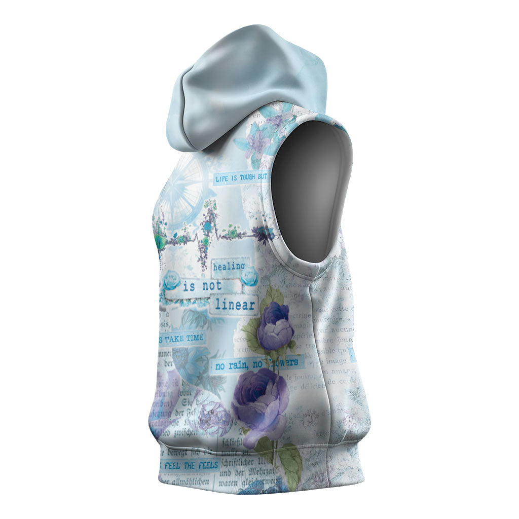 Mental Health Sleeveless Hoodie Healing Is Not Linear