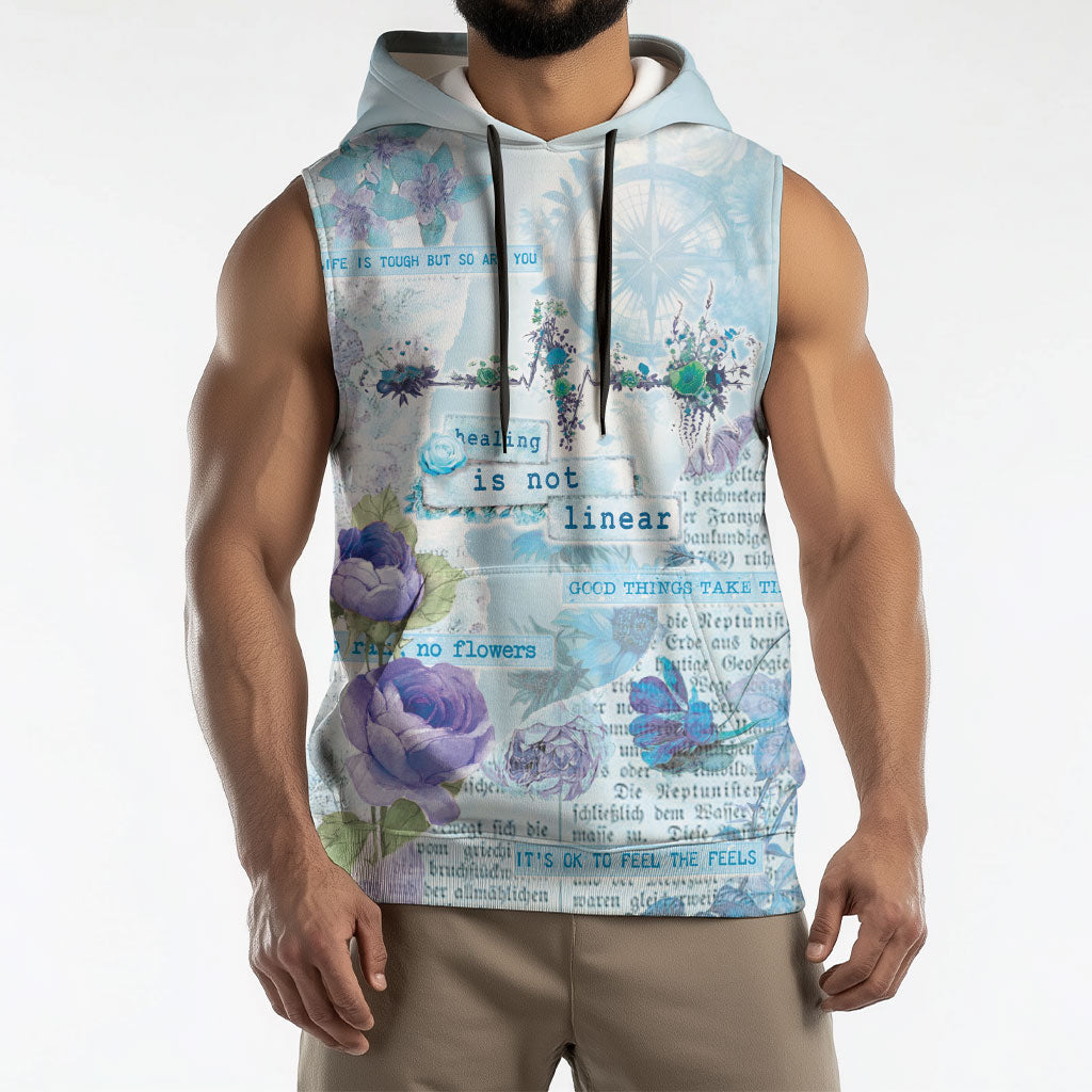 Mental Health Sleeveless Hoodie Healing Is Not Linear