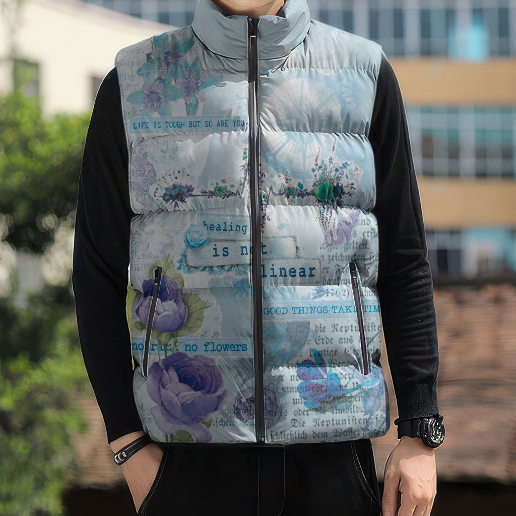 Mental Health Sleeveless Puffer Jacket Healing Is Not Linear