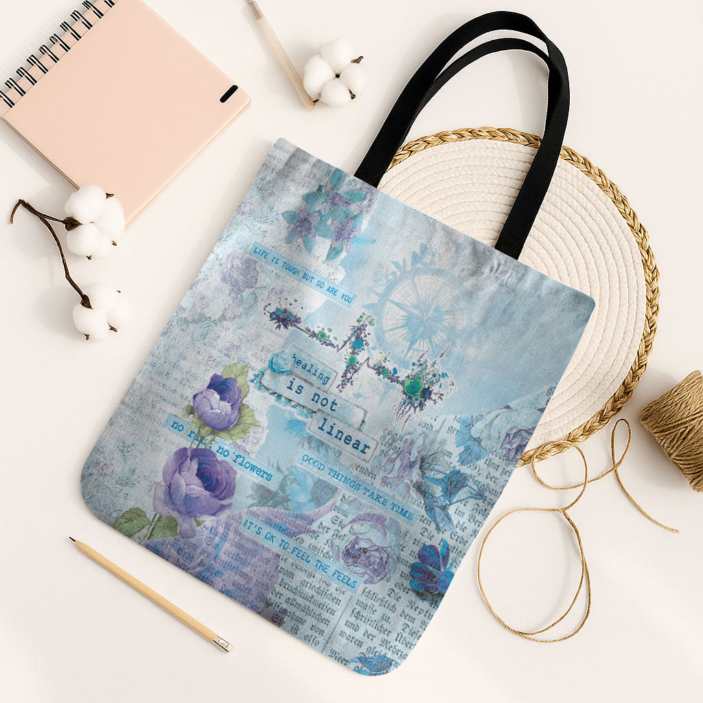 Mental Health Tote Bag Healing Is Not Linear