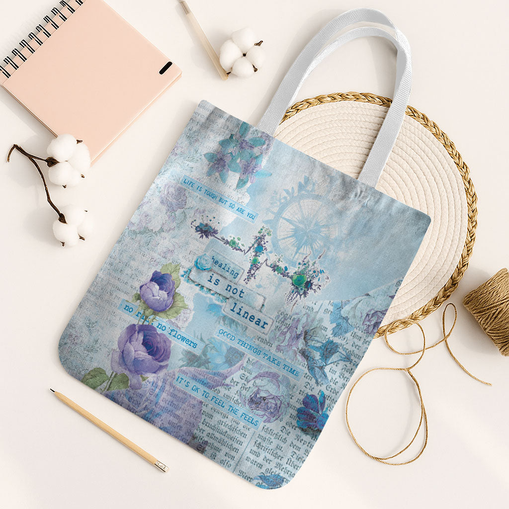 Mental Health Tote Bag Healing Is Not Linear