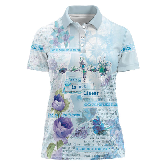 Mental Health Women Polo Shirt Healing Is Not Linear
