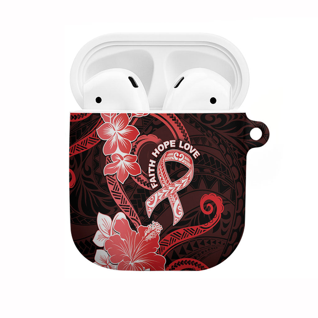 Heart Health Support AirPods Case Warrior Wears Red Polynesian Style