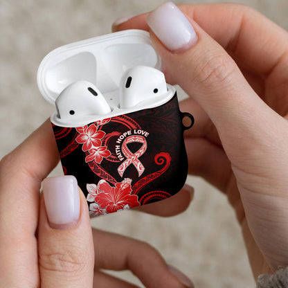 Heart Health Support AirPods Case Warrior Wears Red Polynesian Style