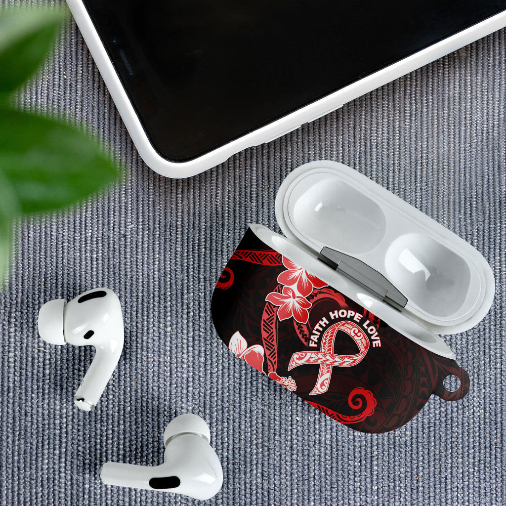 Heart Health Support AirPods Case Warrior Wears Red Polynesian Style