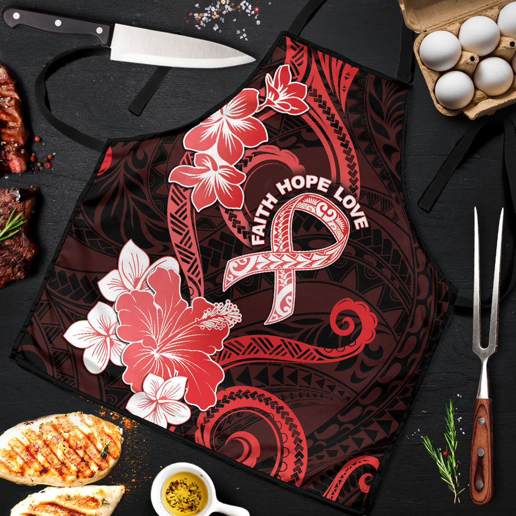 Heart Health Support Apron Warrior Wears Red Polynesian Style