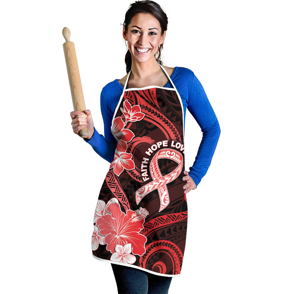 Heart Health Support Apron Warrior Wears Red Polynesian Style