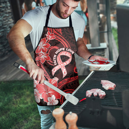 Heart Health Support Apron Warrior Wears Red Polynesian Style