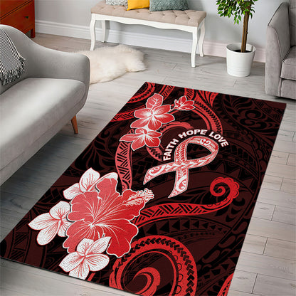 Heart Health Support Area Rug Warrior Wears Red Polynesian Style