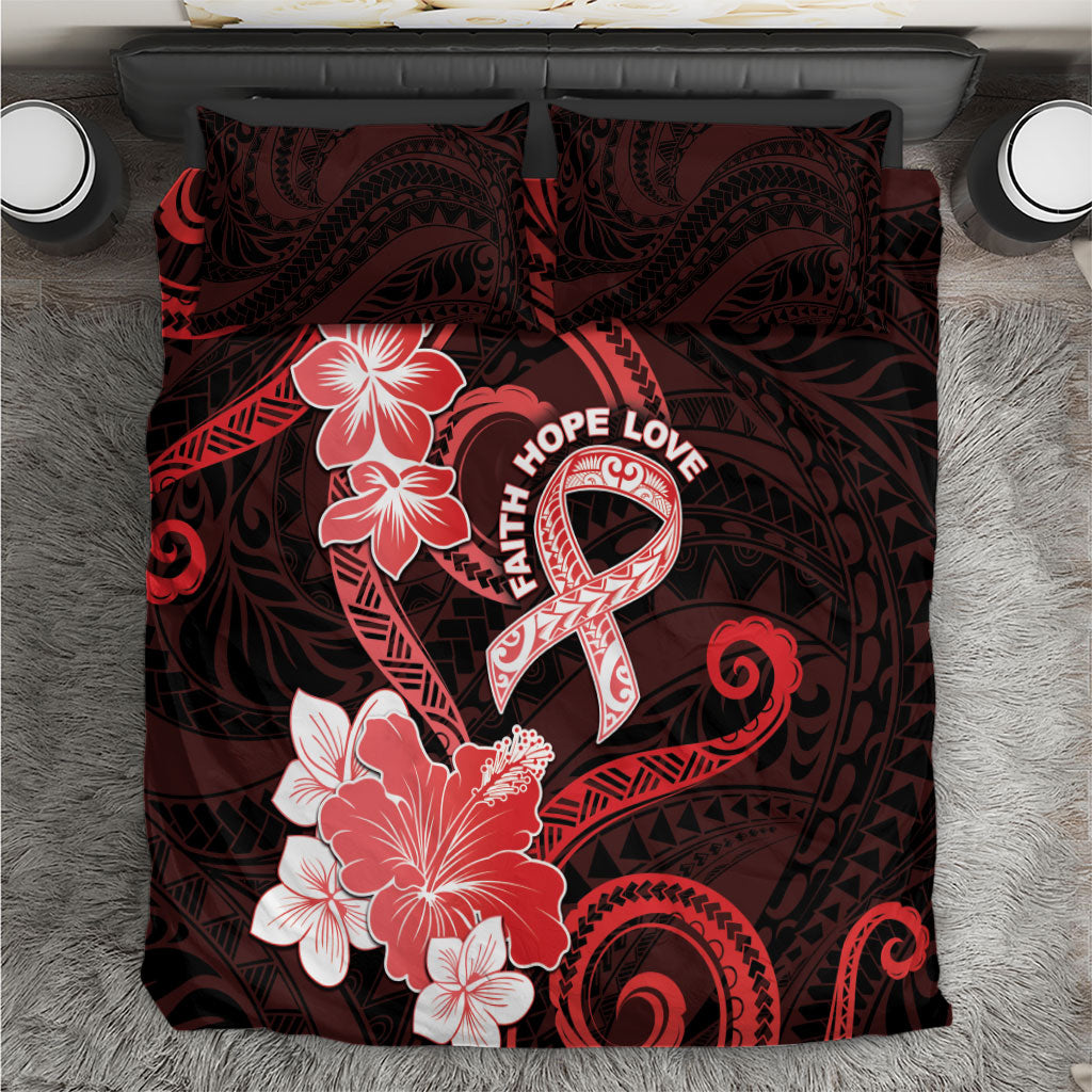 Heart Health Support Bedding Set Warrior Wears Red Polynesian Style