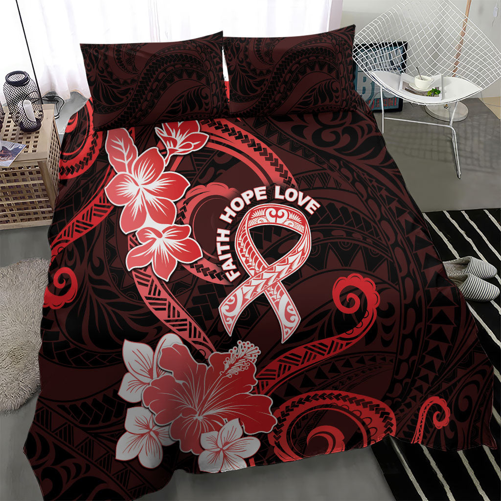 Heart Health Support Bedding Set Warrior Wears Red Polynesian Style