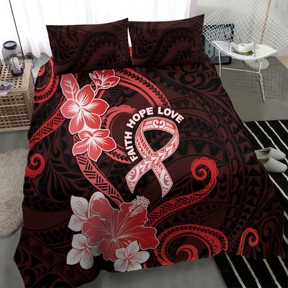 Heart Health Support Bedding Set Warrior Wears Red Polynesian Style