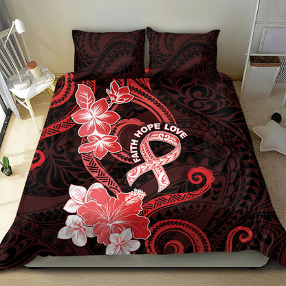 Heart Health Support Bedding Set Warrior Wears Red Polynesian Style