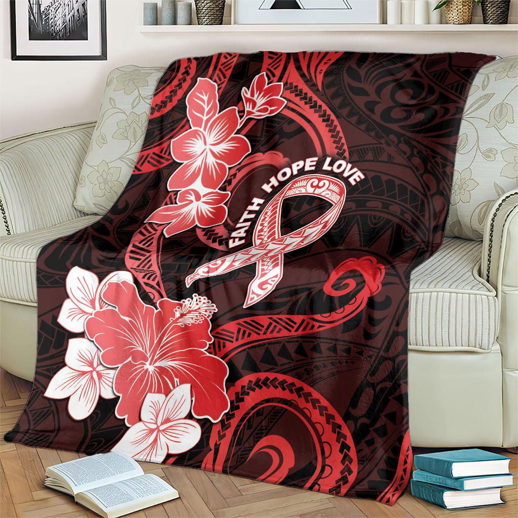 Heart Health Support Blanket Warrior Wears Red Polynesian Style