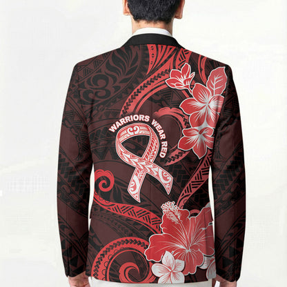 Heart Health Support Blazer Warrior Wears Red Polynesian Style