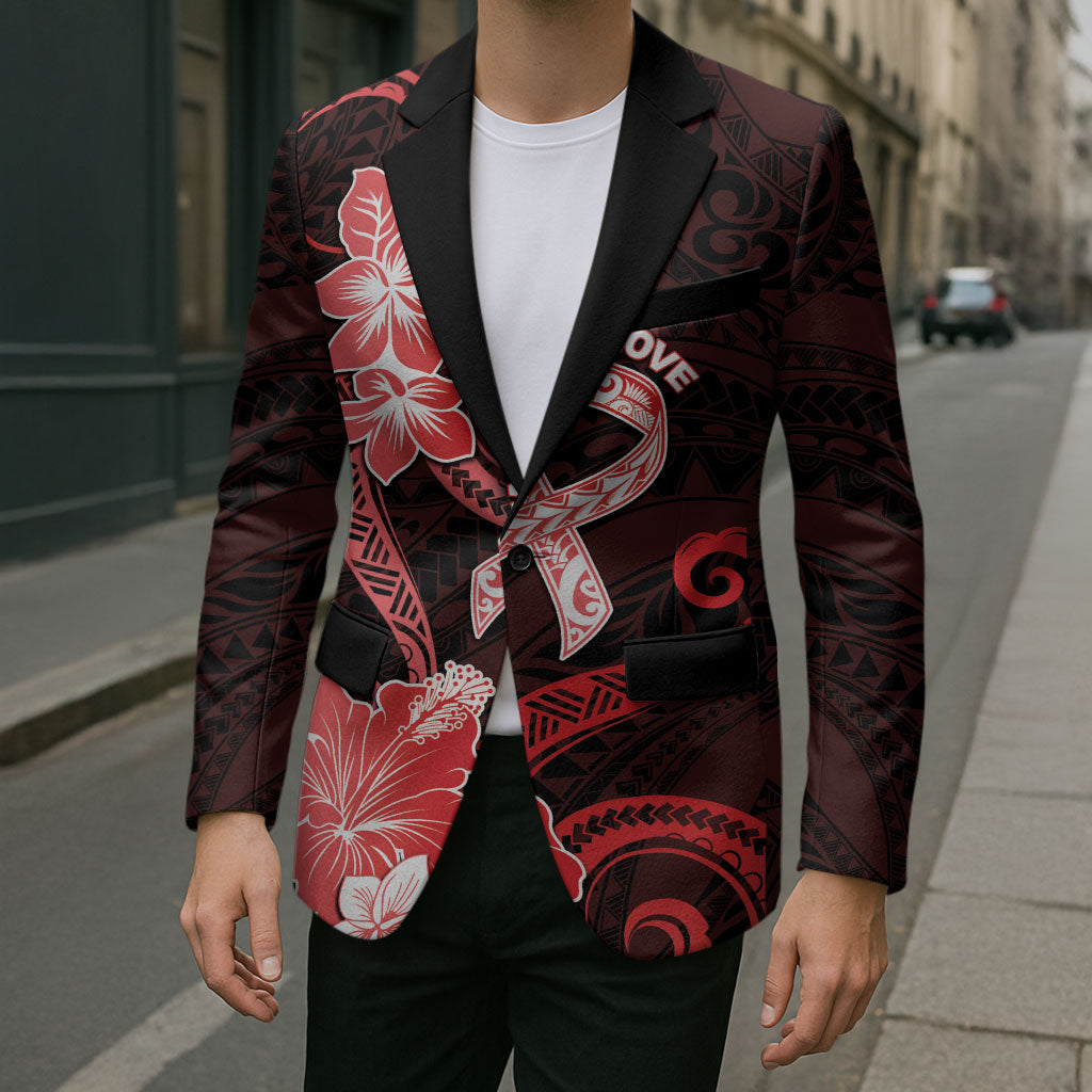 Heart Health Support Blazer Warrior Wears Red Polynesian Style