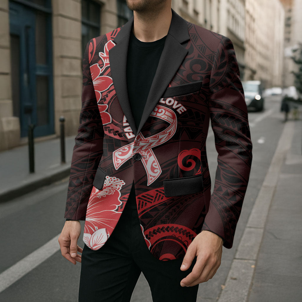 Heart Health Support Blazer Warrior Wears Red Polynesian Style
