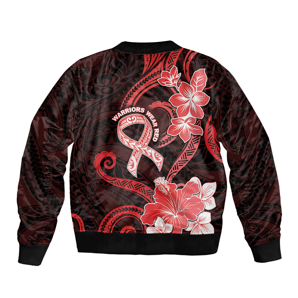 Heart Health Support Bomber Jacket Warrior Wears Red Polynesian Style