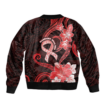 Heart Health Support Bomber Jacket Warrior Wears Red Polynesian Style