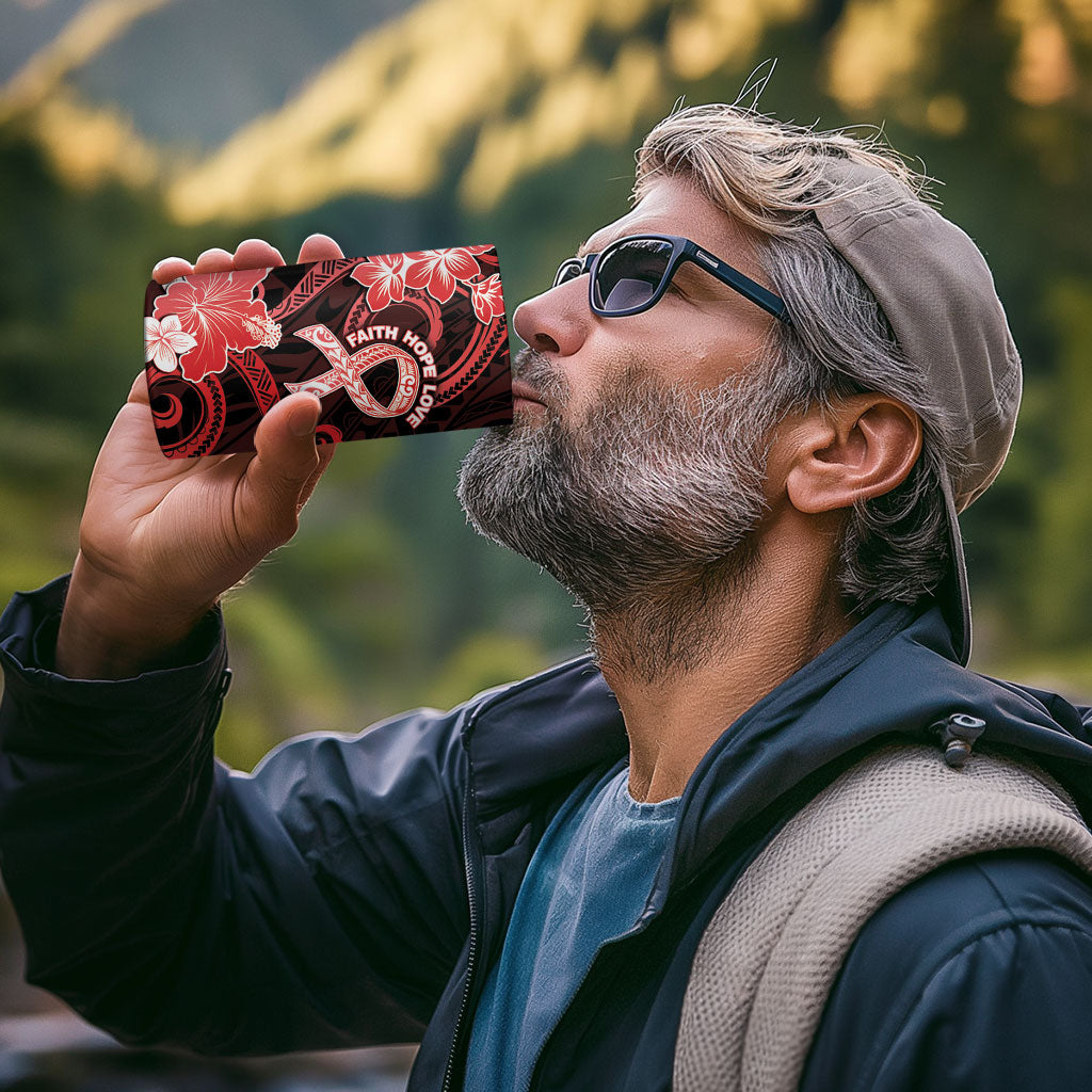 Heart Health Support 4 in 1 Can Cooler Tumbler Warrior Wears Red Polynesian Style
