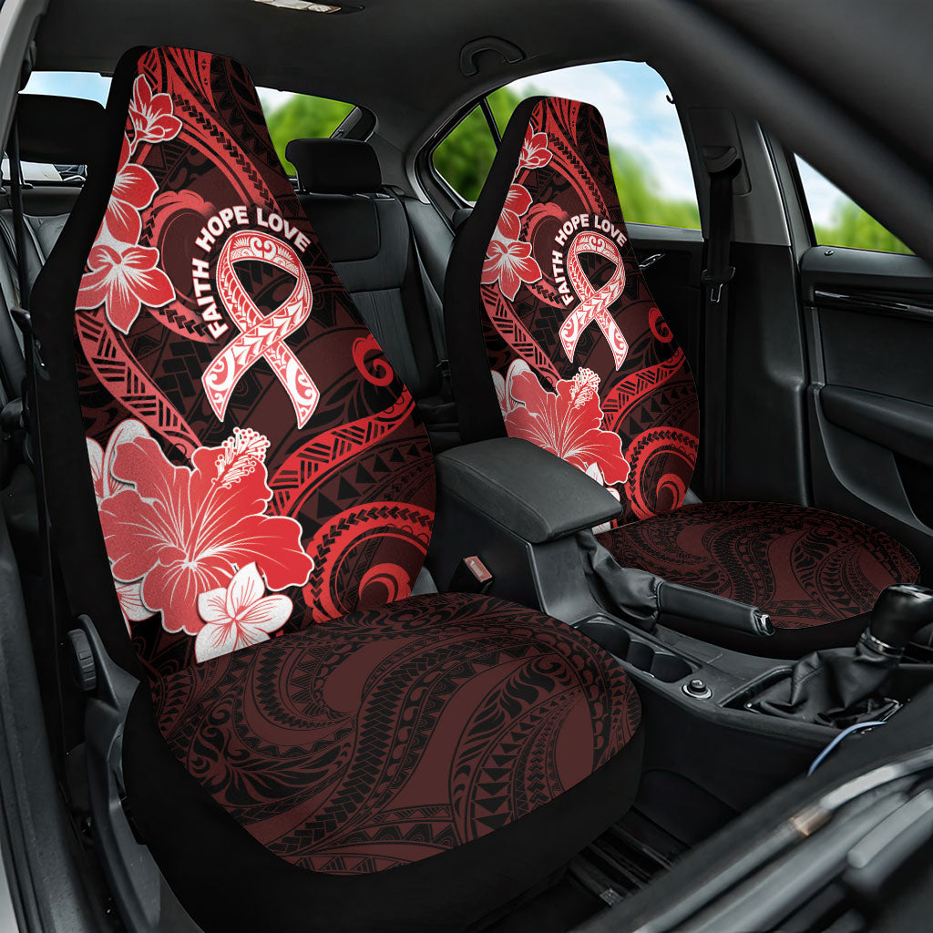 Heart Health Support Car Seat Cover Warrior Wears Red Polynesian Style