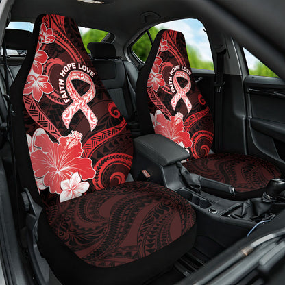 Heart Health Support Car Seat Cover Warrior Wears Red Polynesian Style