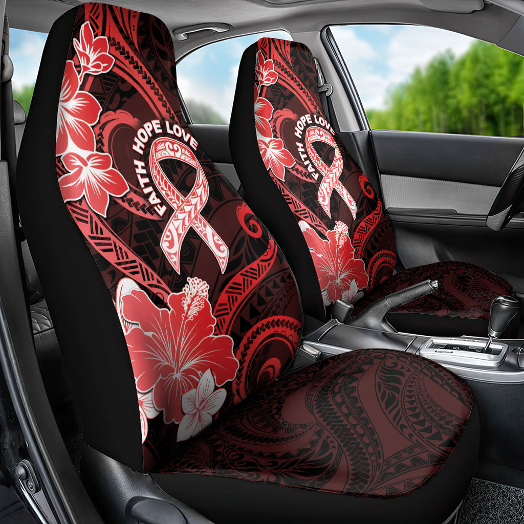 Heart Health Support Car Seat Cover Warrior Wears Red Polynesian Style