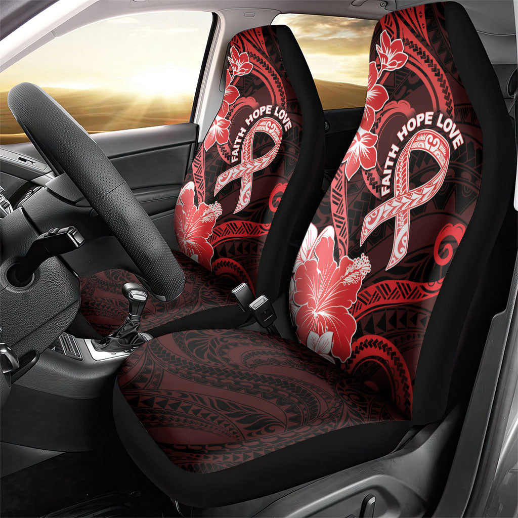 Heart Health Support Car Seat Cover Warrior Wears Red Polynesian Style