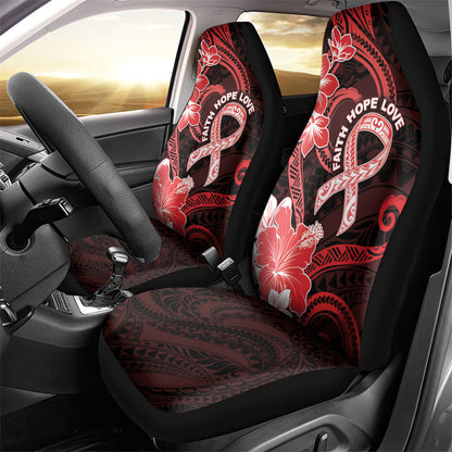 Heart Health Support Car Seat Cover Warrior Wears Red Polynesian Style