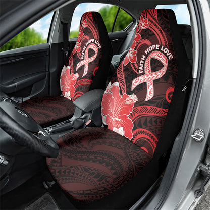 Heart Health Support Car Seat Cover Warrior Wears Red Polynesian Style