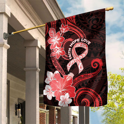 Heart Health Support Garden Flag Warrior Wears Red Polynesian Style