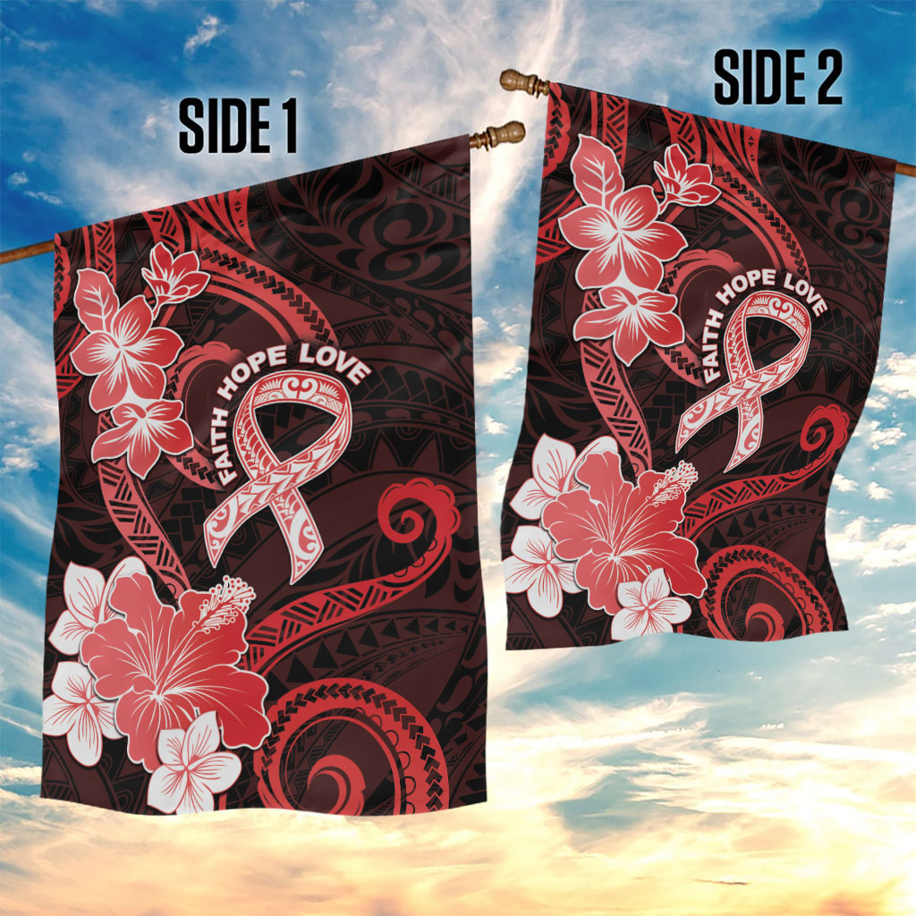 Heart Health Support Garden Flag Warrior Wears Red Polynesian Style