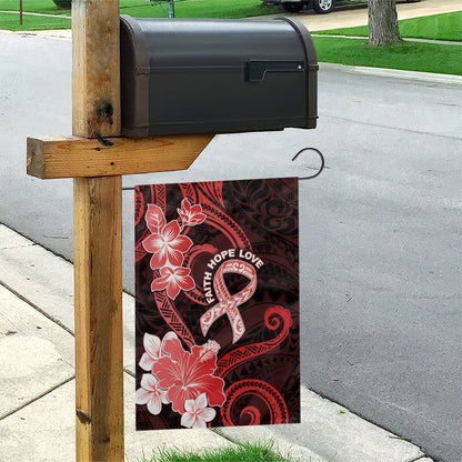Heart Health Support Garden Flag Warrior Wears Red Polynesian Style